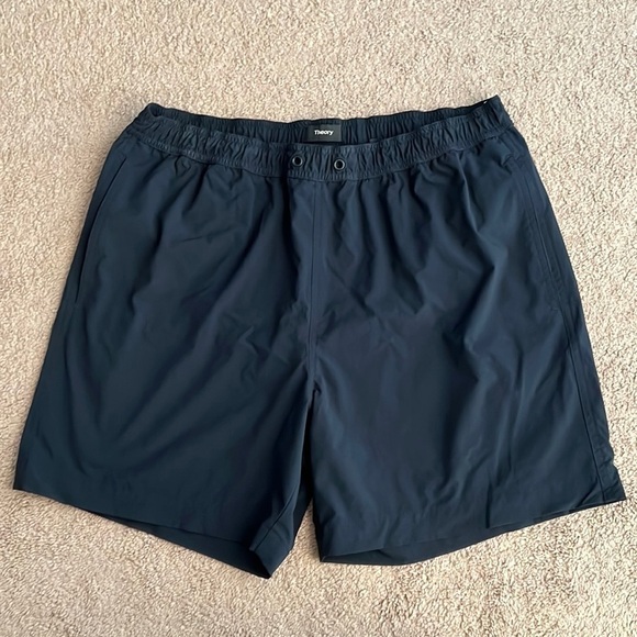 Theory Cosmos Simulate Lined Swim Trunks Navy Blue 6” - Picture 2 of 8